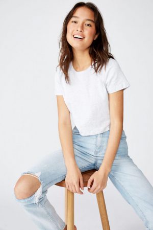 Cotton On Crop | Womens The Baby Tee Silver Marle