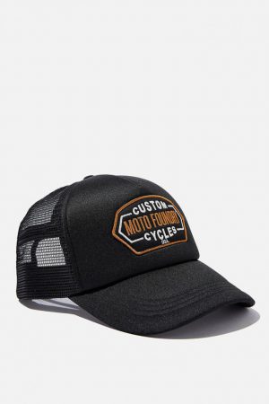Cotton On Hats | Mens Wicked Print Trucker Black/Moto Foundry