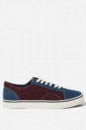 Cotton On Sneakers | Mens Axell Skate Shoe Burgundy/Navy/Corduroy