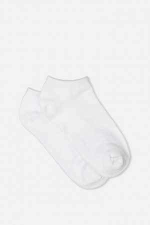 Cotton On Socks | Womens Get Shorty Ankle Sock White Metallic Tipping